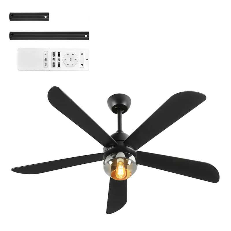 Moasis 42 to 52 Inch Ceiling Fan with Glass Light Shade and Remote Control