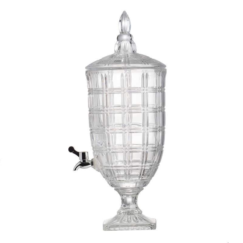 A&B Home Clear and Polished Silver 21-inch Grid Pattern Lidded Drink Dispenser