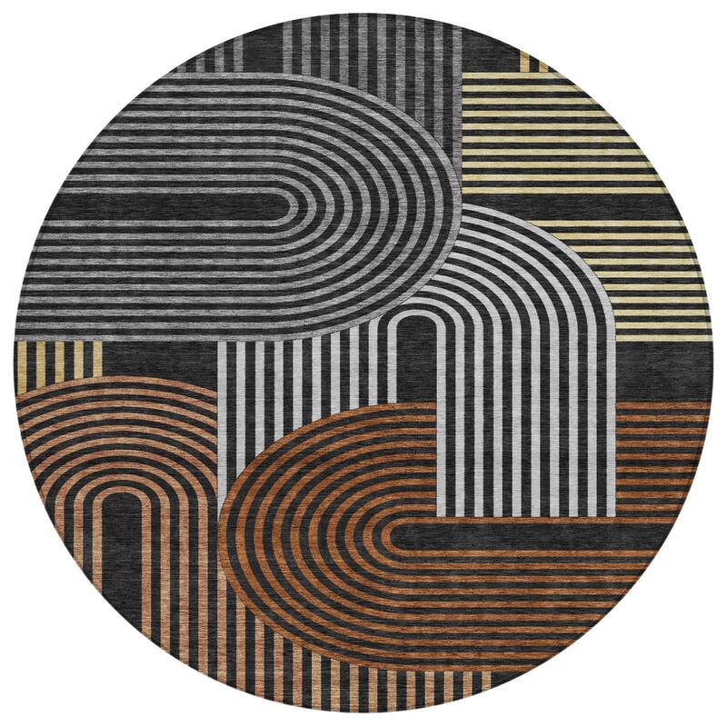 Machine Washable Indoor/ Outdoor Modern Basehor Chantille Rug