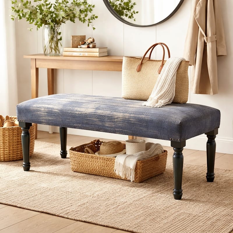 Presidio 47" Upholstered Entryway Bench by Sevita - 47" L x 16" W x 18" H - Blue