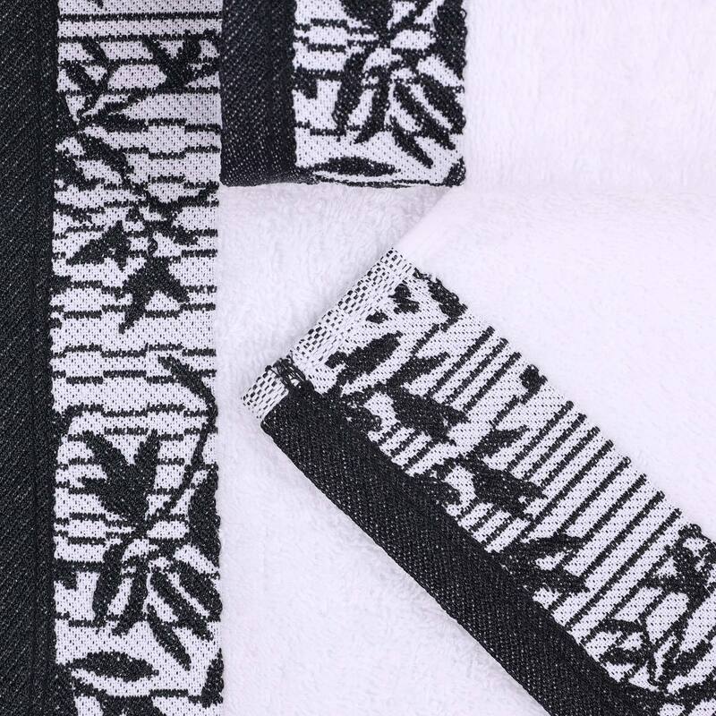 Superior Wisteria Cotton Floral Jacquard Border Bath Towel Set
