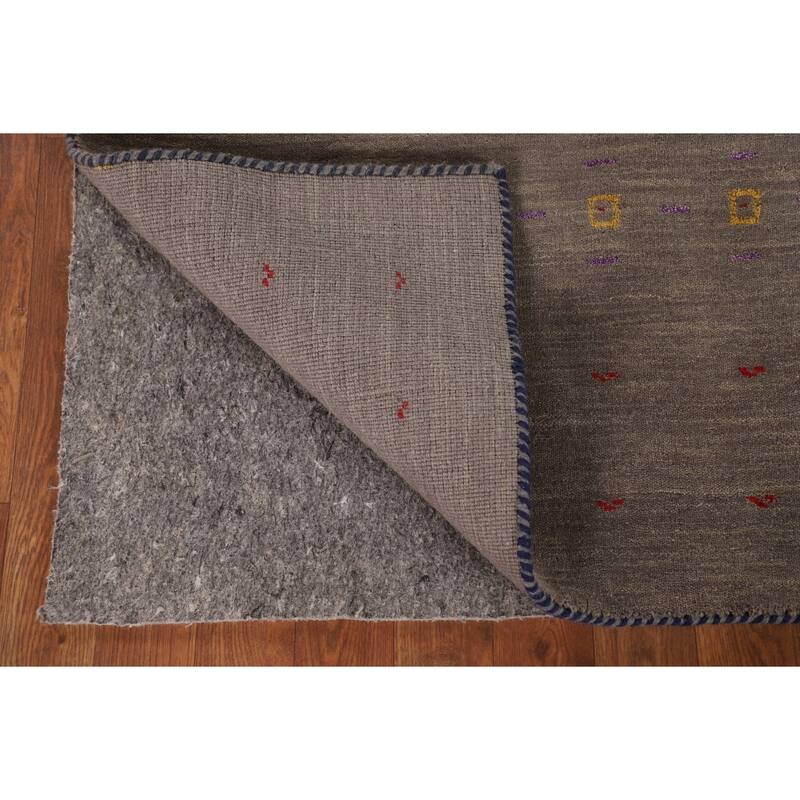 Brown Tribal Gabbeh Indian Area Rug Handmade Wool Carpet - 3'8"x 6'1"
