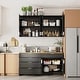 preview thumbnail 3 of 16, Black Cupboard,Wooden Sideboard Buffet Cabinet with Storage,Suitable for Organizing Pantry,Kitchen,Garage
