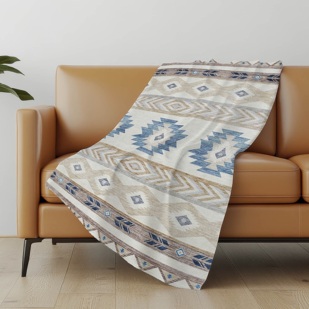 Premium Machine Washable ASB178 Southwest Tribal Sherpa Throw Blanket