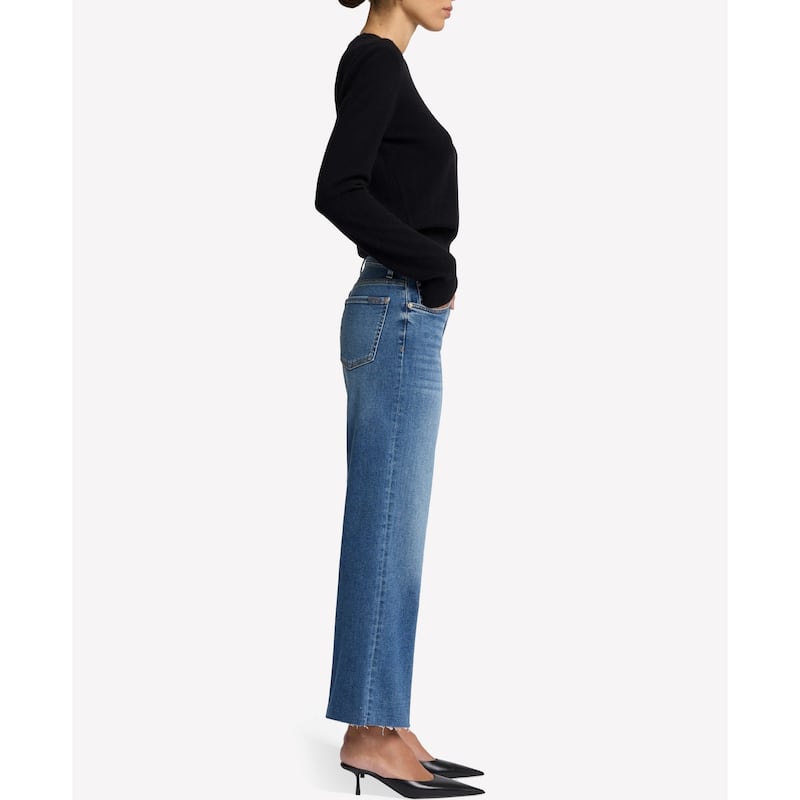 7 For All Mankind Women's Cropped Alexa High-Waisted Straight Leg Jeans