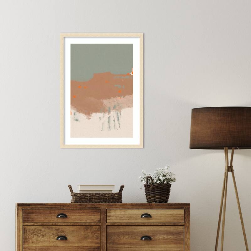Earthy Tones With Soft Brushstrokes by Simona Gocan Wood Framed Wall Art Print