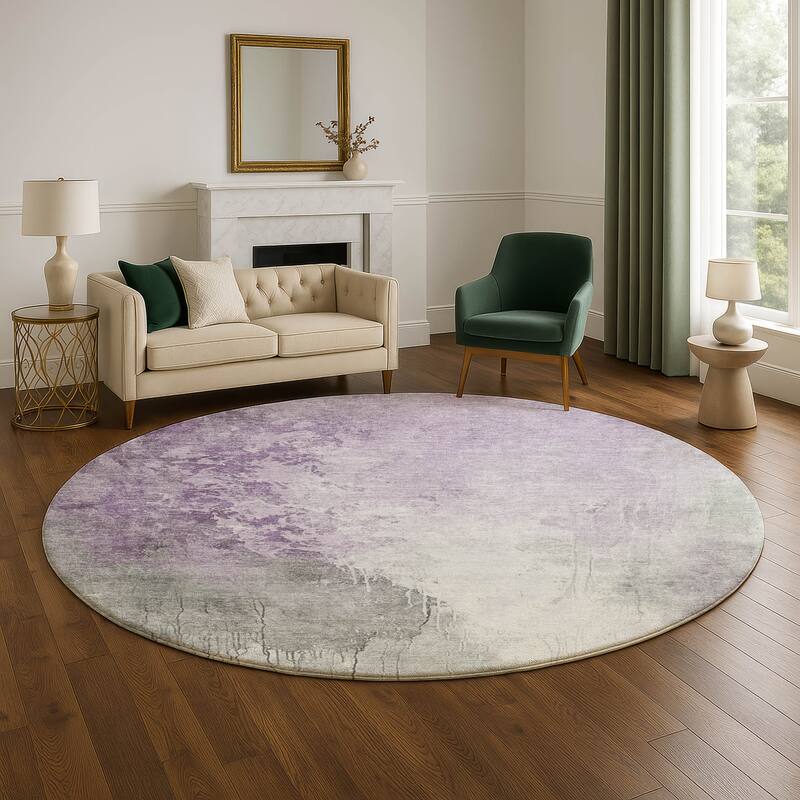 Premium Washable Super Soft Modern Contemporary Mayfield Rug - 8' x 8' - Lavender