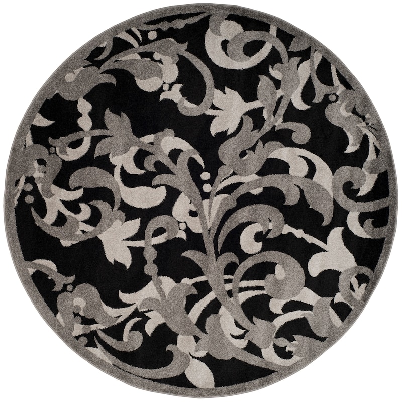 SAFAVIEH Amherst Mujesira Modern Rug - 9' Round - Anthracite/Light Grey