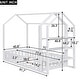 preview thumbnail 49 of 62, Floor Bed House Bed Fence-shaped Guardrail Frame Creativity House Bed with Fence and Detachable Storage Shelves