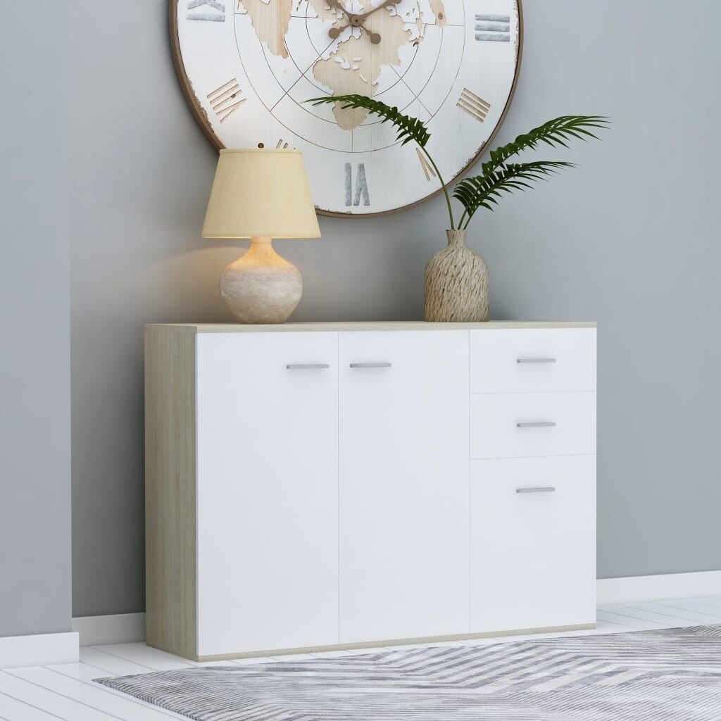 Vidaxl Sideboard White And Sonoma Oak 41 3 X11 8 X29 5 Chipboard Overstock 31410041 Preis ab 64,95 euro (08.10.2020). vidaxl sideboard white and sonoma oak 41 3 x11 8 x29 5 chipboard