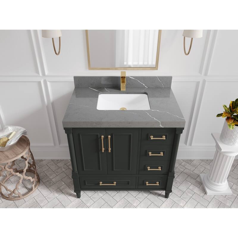 Willow Collections 36 in. W x 22 in. D Aberdeen Center Sink Left Bathroom Vanity with Countertop