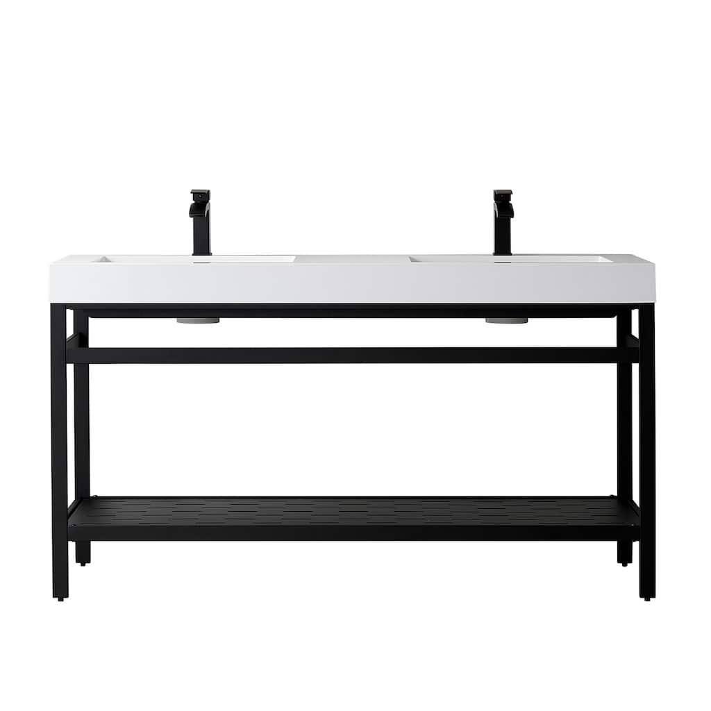 Ablitas 60M" Double Vanity in Metal with Stone Sink Top