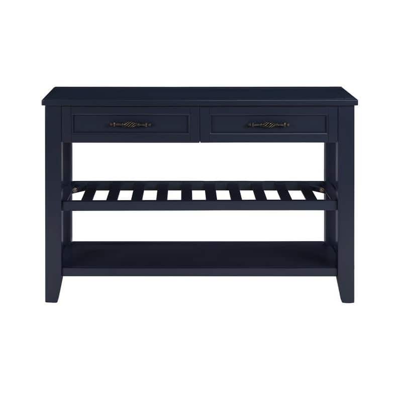 Vintage-Inspired Pine Console Table - Two-Tier Open Shelf Design for Living Spaces‌.