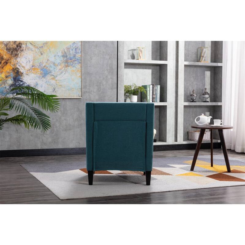 Linen Nailhead Accent Solid Wood Leg Living Room Armchair