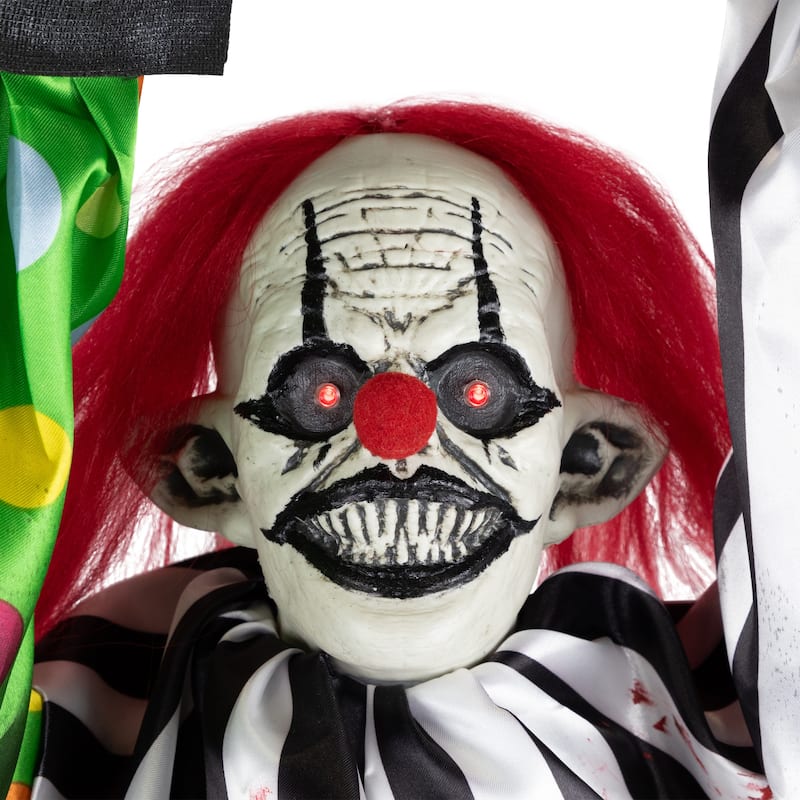 Animated Shaking Clown with Sound Hanging Halloween Decoration - 5'