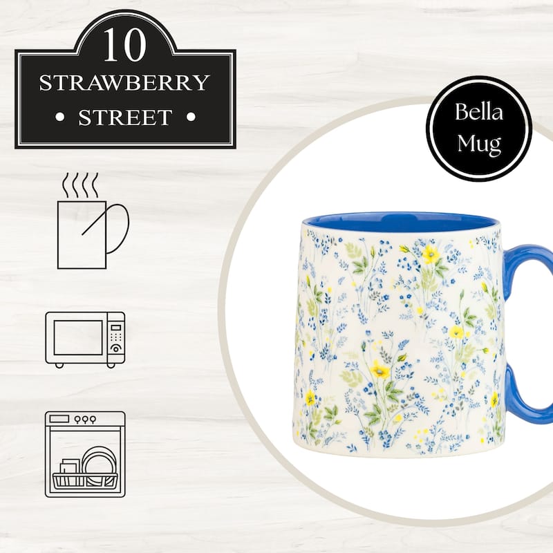 10 Strawberry Street Bella Flora Mugs, Set of 4