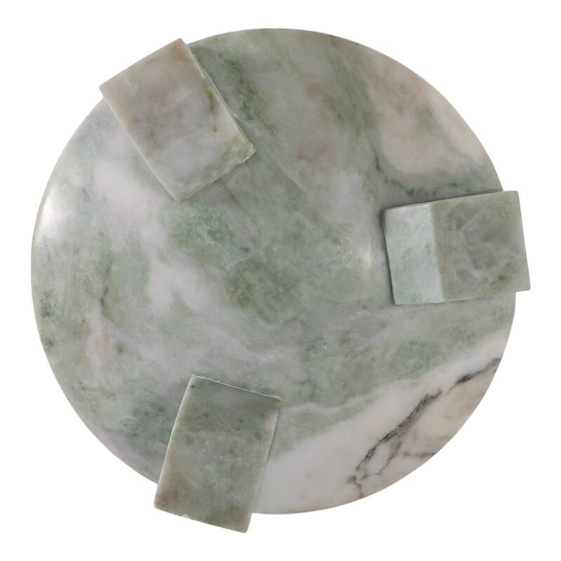 Marble Stone Bowl Fauna-Inspired Decorative Accent - 12" Green - 11.75" x 11.75" x 4"