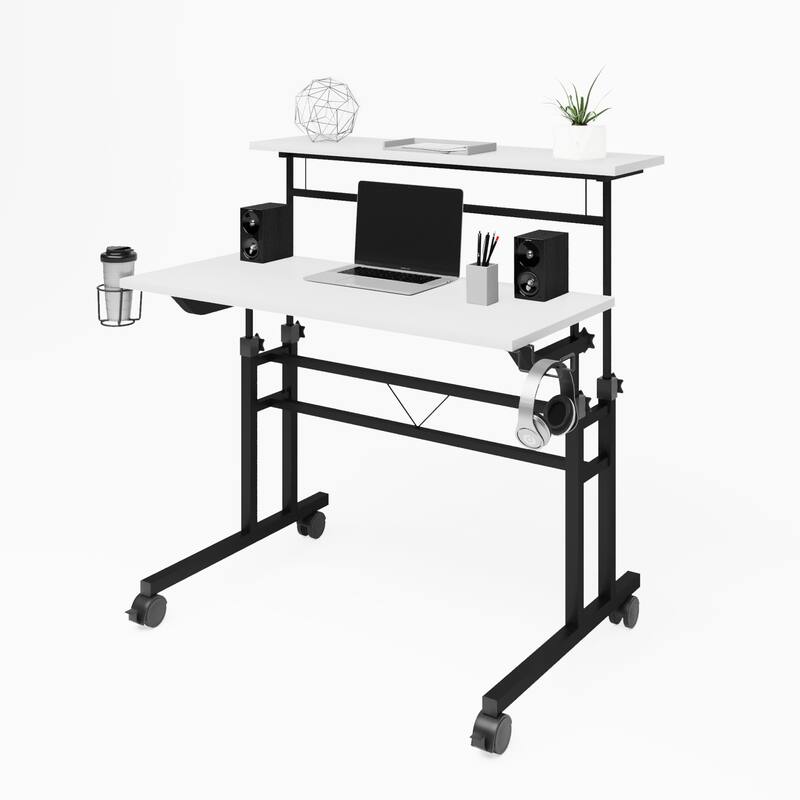 Techni Mobili Rolling Writing Desk with Height Adjustable Desktop