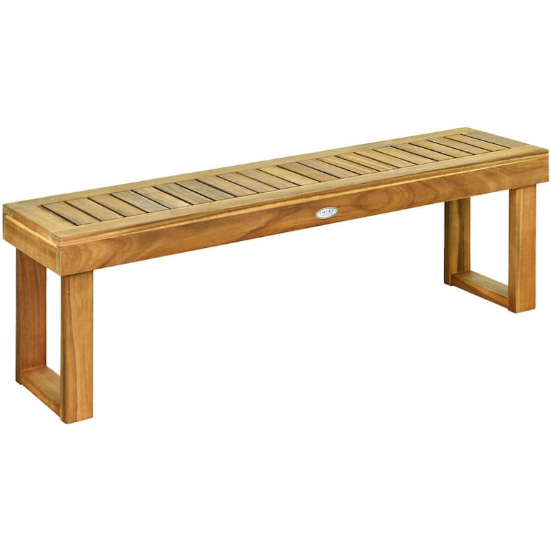 52" Acacia Wood Dining Bench with Slatted Seat - 52" x 13.5" x 17" (L x W x H)