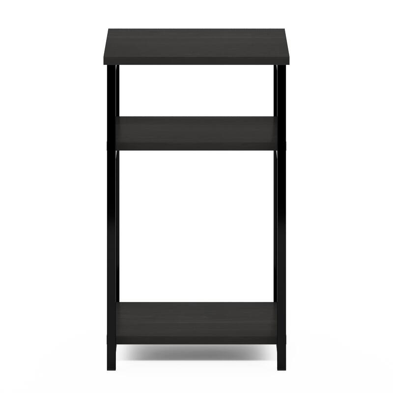 Furinno Just 3-Tier Industrial Metal Frame End Table with Storage Shelves, 1-Pack, Espresso