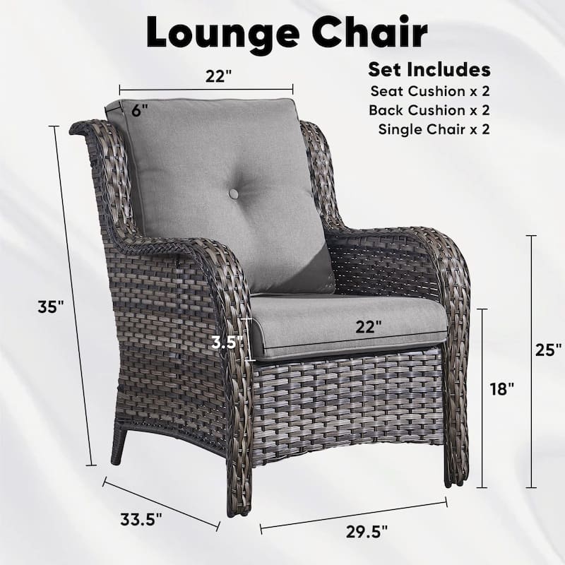 Pocassy Outdoor Patio Chairs Ottoman Table with 4 Inch Cushion