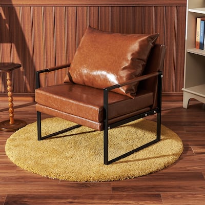 CO-Z Mid Century Modern Accent Chair with Faux Leather Upholstery