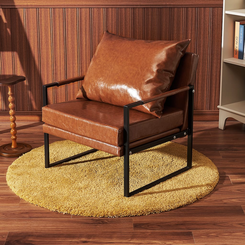 CO-Z Mid Century Modern Accent Chair with Faux Leather Upholstery
