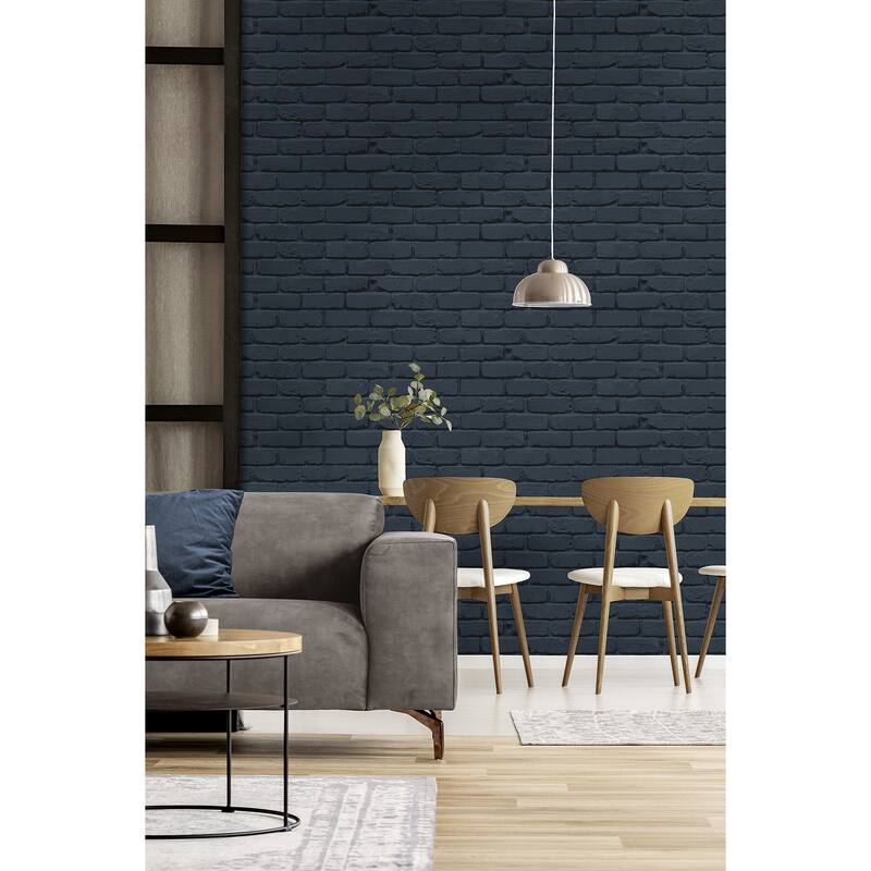 Fine Decor Alpin Navy Painted Brick Wallpaper