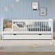 preview thumbnail 13 of 18, Twin Platform Bed with Guardrail, Trundle, and Semi-Enclosed Fence, Pink