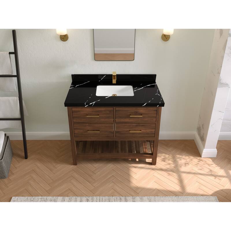 Willow Collections 42 in. W x 22 in. D Parker Solid Teak Single Sink Bathroom Vanity with Countertop