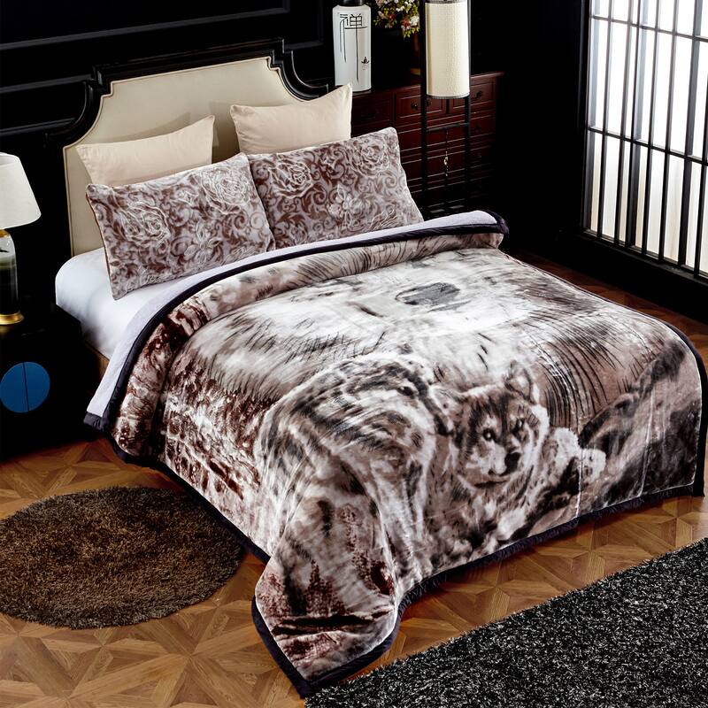 Ultra Plush Printed 3-piece Sherpa Borrego Comforter Set