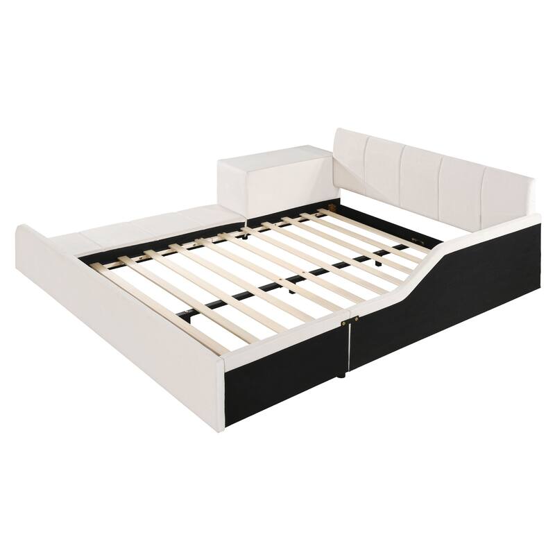 Upholstered Grounded Bed with Mother and Child Bed