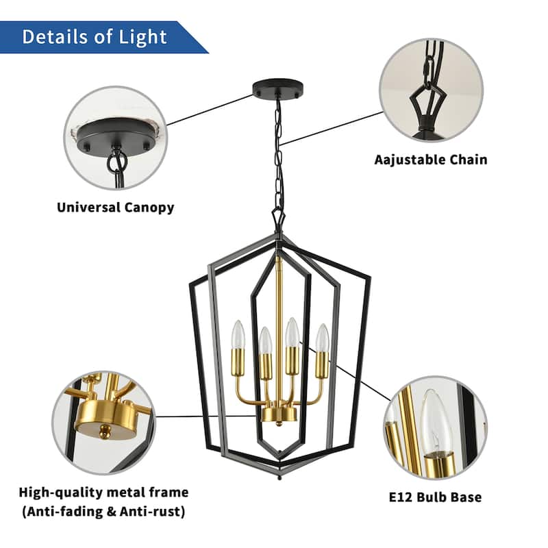 4-Lights Lantern Metal Chandeliers