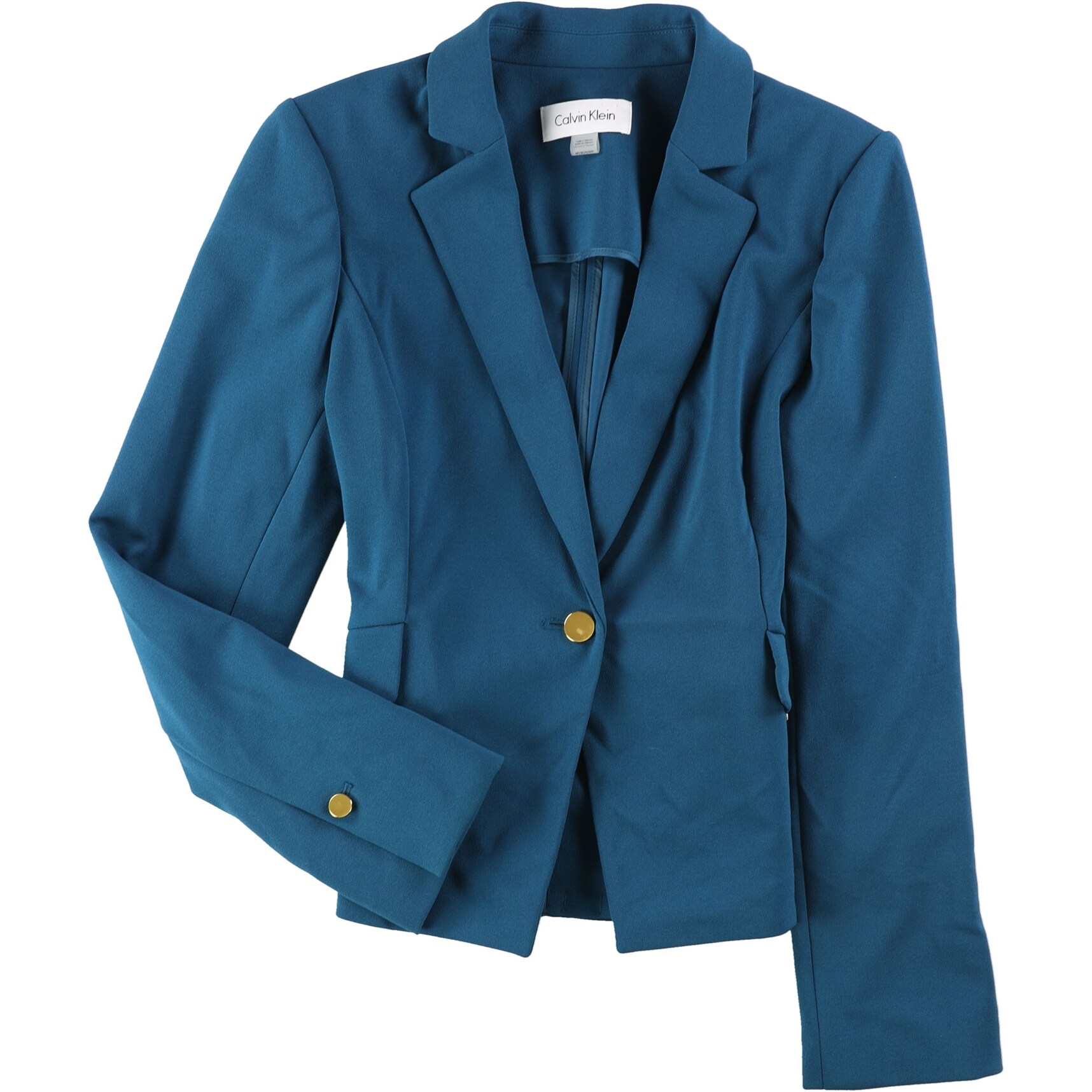 Shop Calvin Klein Womens Crepe One Button Blazer Jacket Green 6p