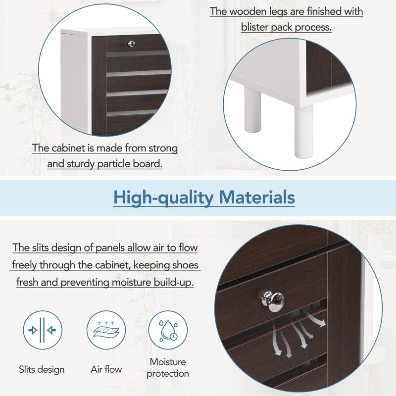 ON-TREND Minimalist Slim Shoe Cabinet with Hanging Hooks