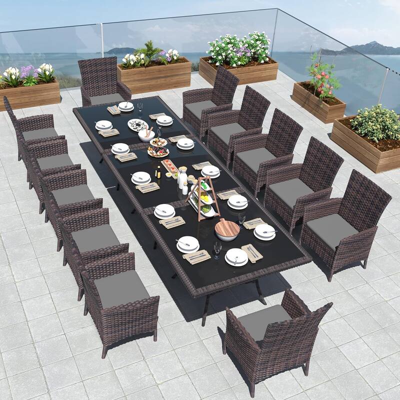 Kullavik Outdoor Dining Set, Rattan Patio Furniture Dining Table & Chairs