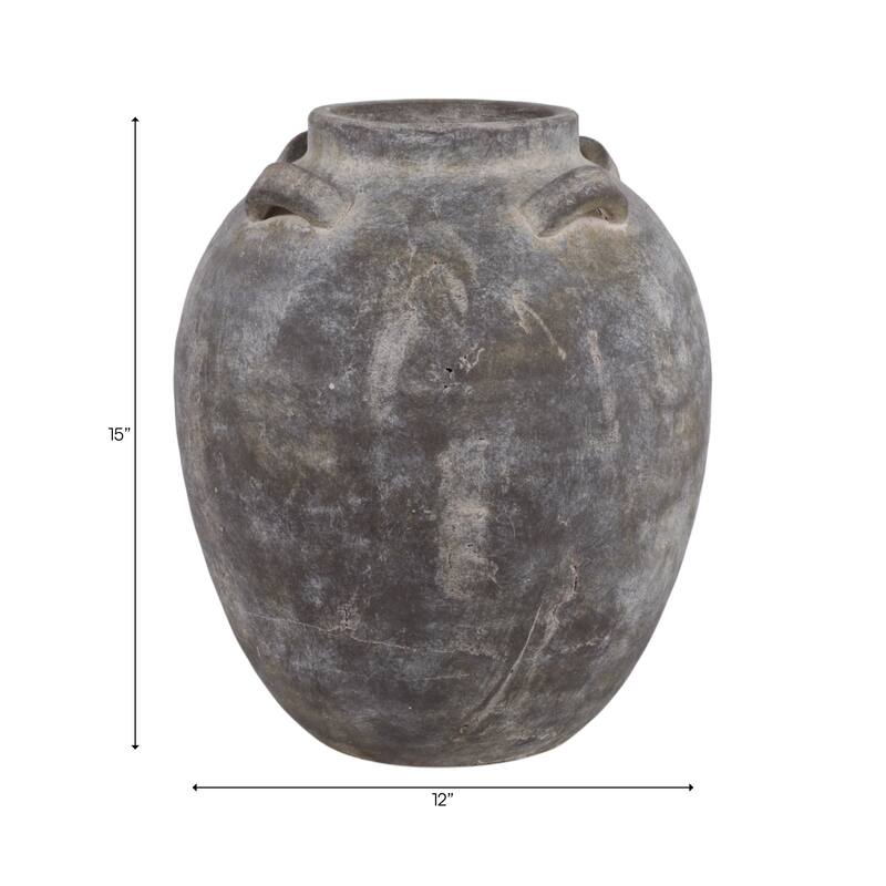 Decorative Vase - Terracotta Multi Handles - Gray, 15"