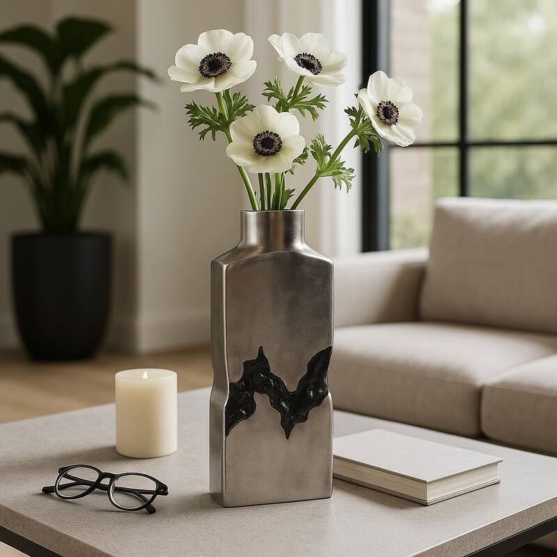 Artistic Table Vase with Fractured Finish for Home Decor