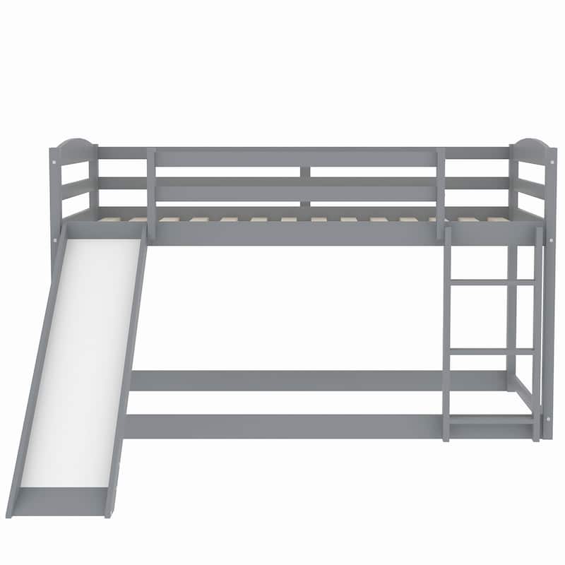 Twin Over Twin Bunk Bed with Convertible Slide and Ladder