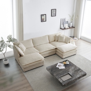 Modern Minimalist Soft Sofa U-Shaped Sectional Sofa w/Reversible ...