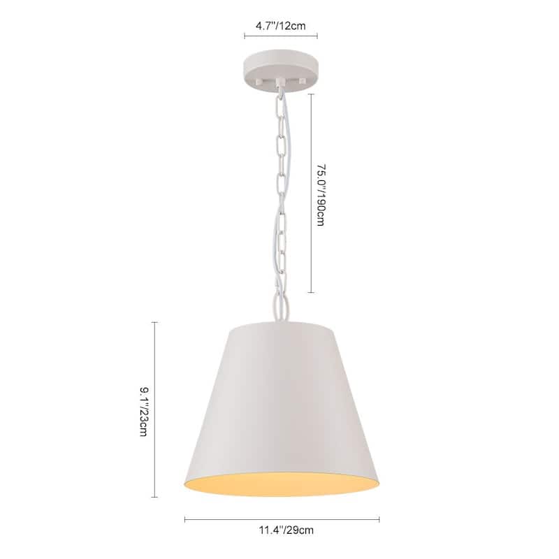 Modern Danish 1-Light White Conical Iron Kitchen Pendant Light