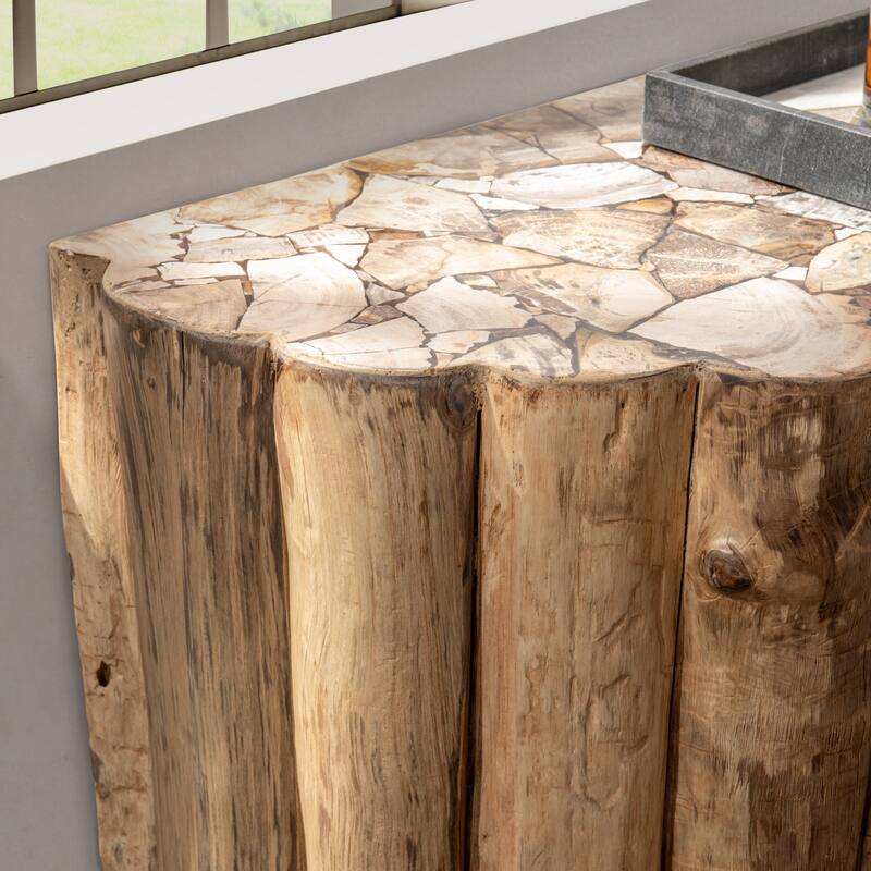 Classic Home Norwest Petrified Teak Wood Console Table