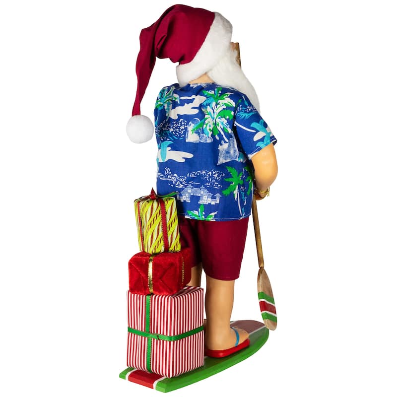 Santa on a Paddle Board Christmas Figure - 18"