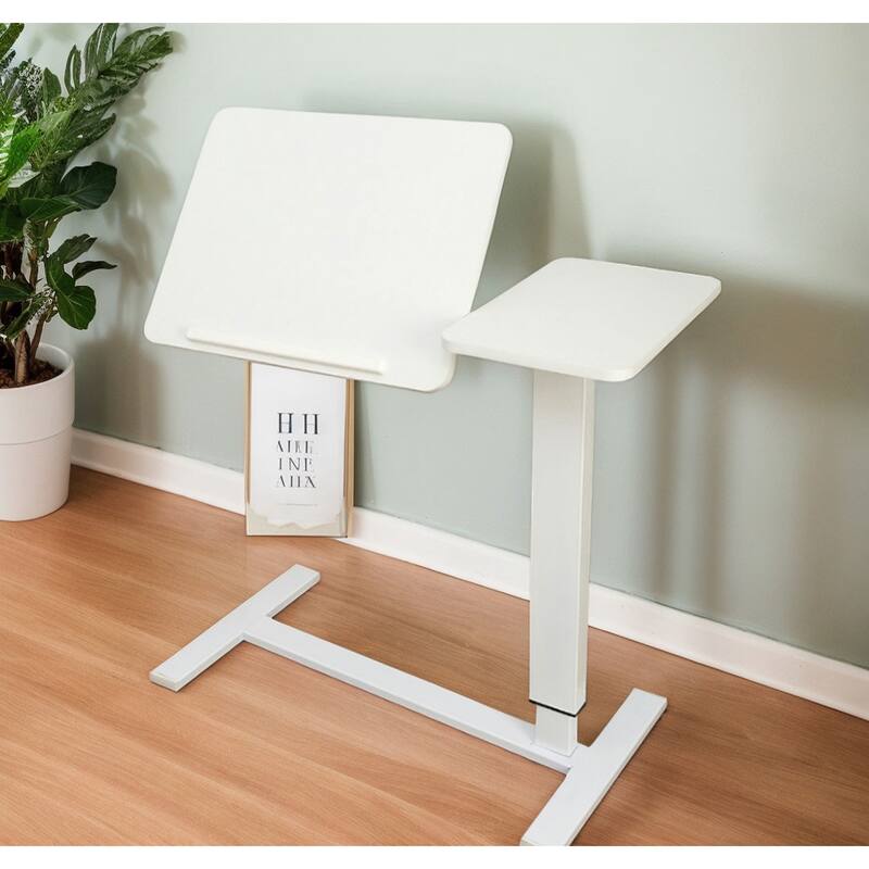 Bedside Table,Folding Overbed Bedside Desk Mobile Rolling Laptop Stand Tilting Table with Wheels Height Adjustable Tray Table
