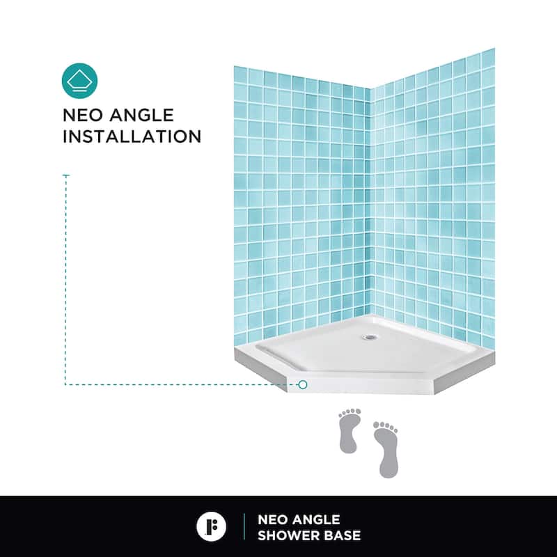 Fine Fixtures Neo Angle Corner Shower Base Shower Pan Floor in White
