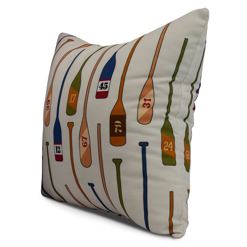 18 x 18 Inch Oar Numbers Geometric Print Outdoor Pillow