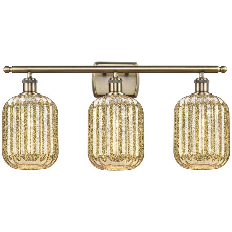 Innovations Lighting Endless Possibilities Ballston - Preston - 3 Light 27" Jar Shade Bath Vanity Light - Mercury/Antique Brass