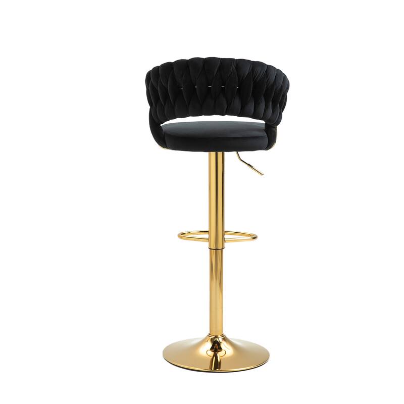 Modern Velvet Counter Bar Stools with Backs(Set of 2)