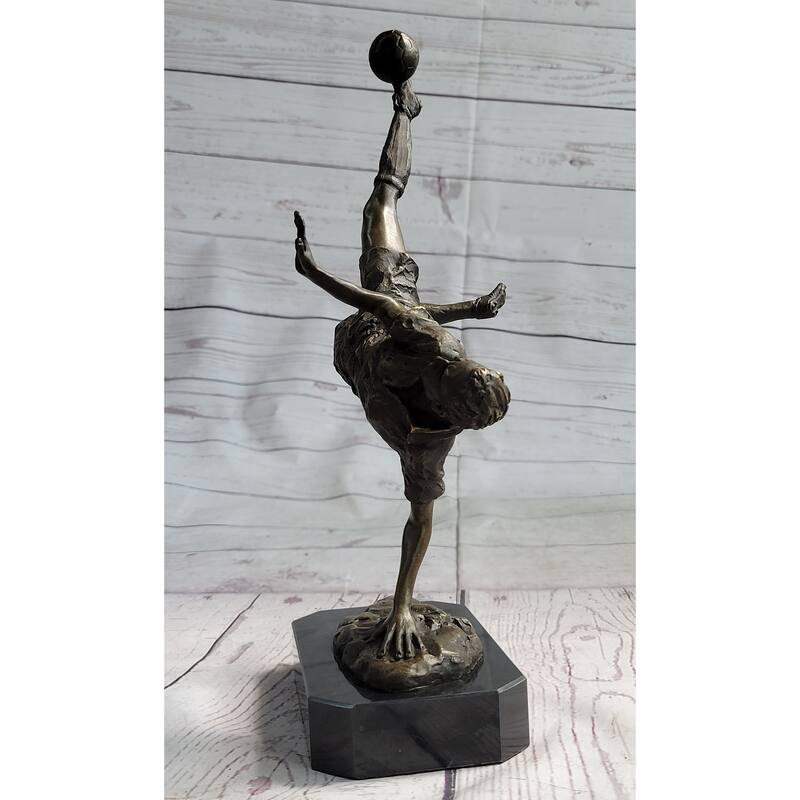 Soccer Trick Shot Bronze Statue Sculpture Trophy Athletic Decor Gift Original Art 14 Inches X 10 Inches