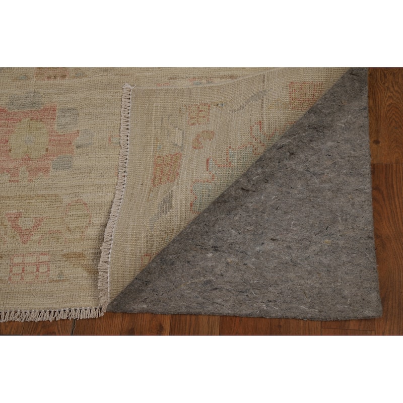 Hand Knotted Oriental 100% Wool Carpet Transitional All-Over Beige & Ivories Oushak Area Rug - 11' 10'' X 8' 11''
